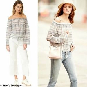 Theory Odettah Blue and White Vall Stripe Blouse